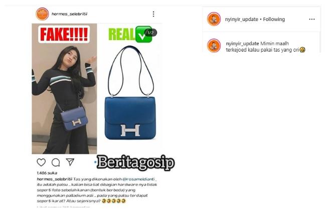 Rosa Meldianti pakai tas KW. (Instagram/@nyinyir_update)