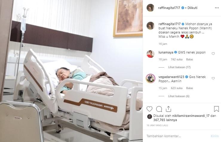 Nenek Raffi Ahmad sakit. (Instagram/@raffinagita1717)