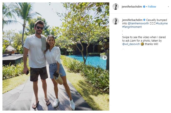 Jennifer Bachdim dan Liam Hemsworth. (Instagram/@jenniferbachdim)