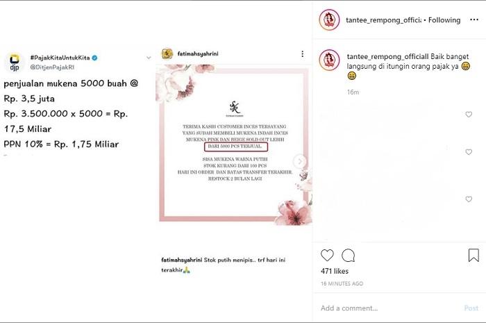 Mukena Syahrini (Instagram @tantee_rempong_officiall)