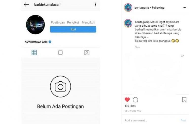 Akun Barbie Kumalasari (Instagram @beritagosip)