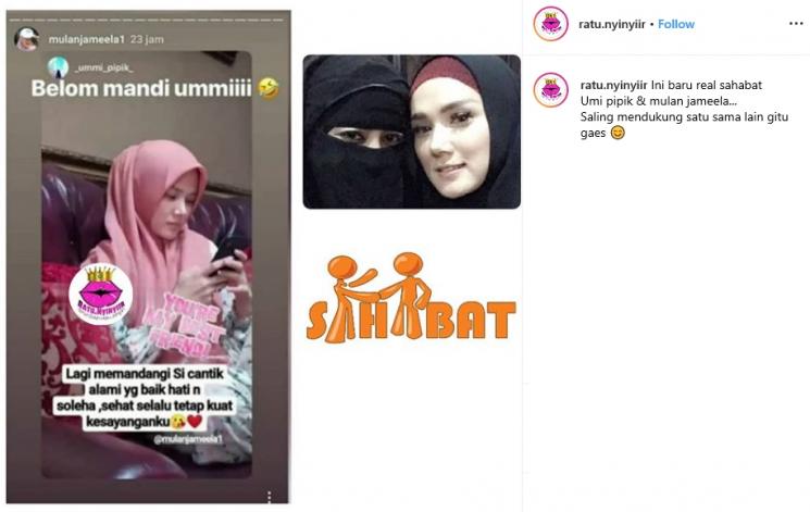 Umi Pipik dan Mulan Jameela saling balas komentar (Instagram/@ratu.nyinyir)