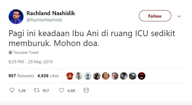 Ibu Ani Yudhoyono (Twitter/@RachlanNashidik)