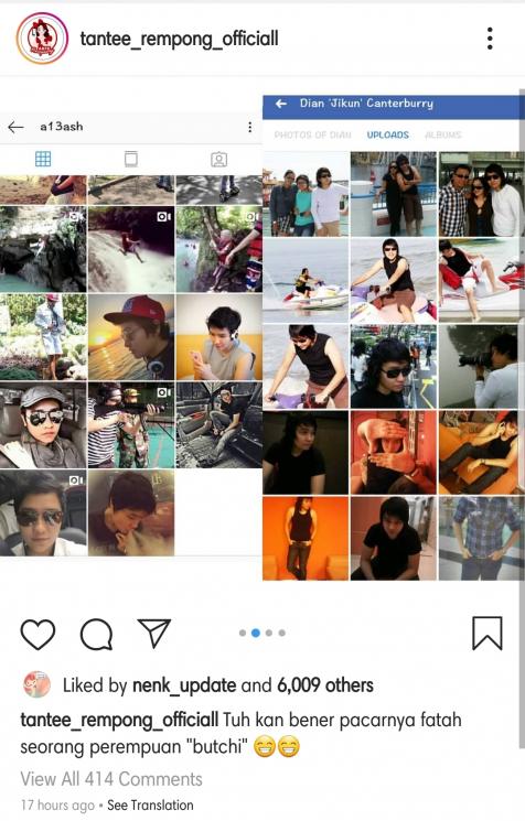 Akun Instagram @a13ash dan Facebook Dian 'Jikun' Canterburry. (Instagram/@tantee_rempong_official)