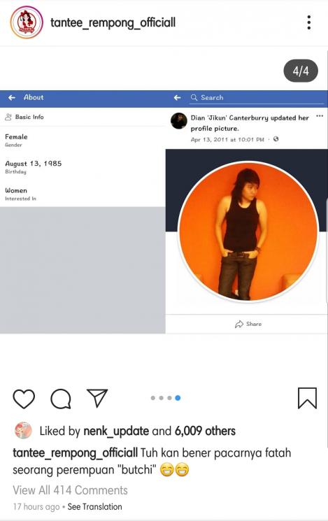 Akun Instagram @a13ash dan Facebook Dian 'Jikun' Canterburry. (Instagram/@tantee_rempong_official)
