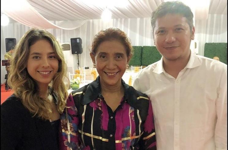 Gading Marten bersama Menteri Susi Pudjiastuti dan putrinya. (Instagram/@gadiiing)