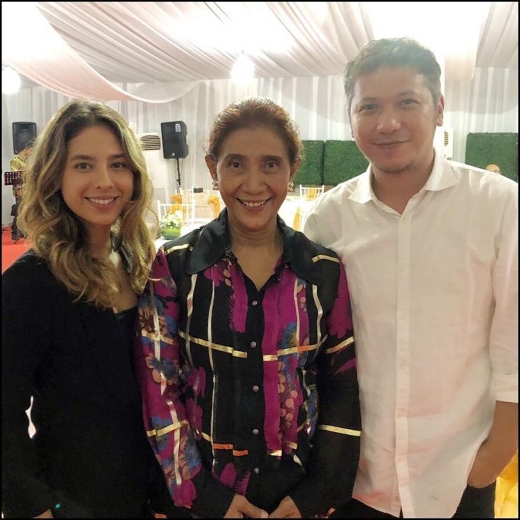 Gading Marten bersama Menteri Susi Pudjiastuti dan putrinya. (Instagram/@gadiiing)
