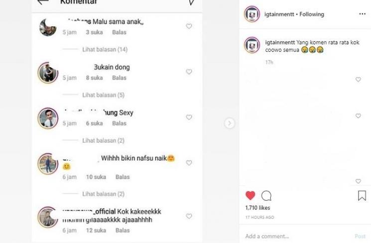 Komentar di unggahan Anjasmara (Instagram @igtainmentt)