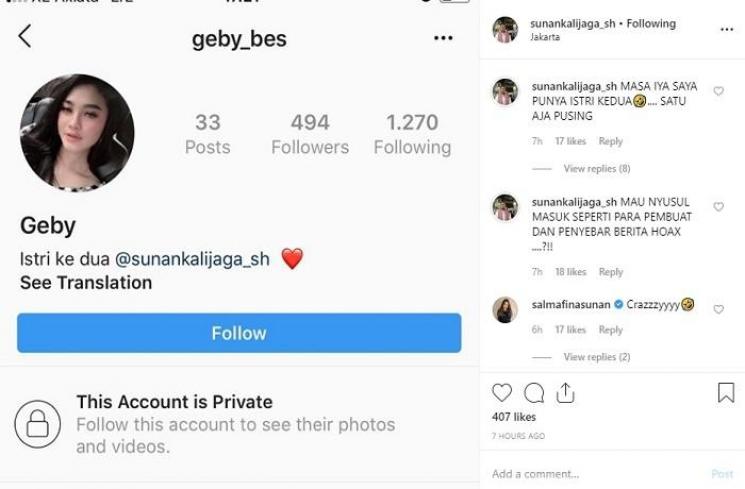 Sebuah akun Instagram mengaku menjadi istri kedua Sunan Kalijaga (Instagram @sunankalijaga_sh)