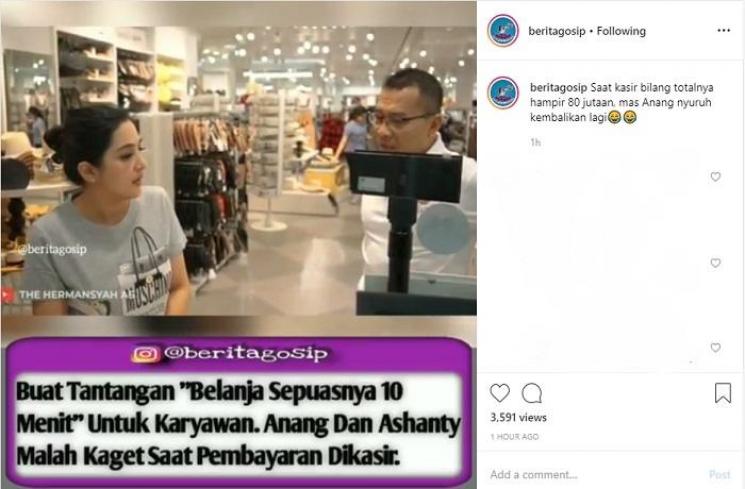 Ashanty dan Anang Hermansyah (Instagram @beritagosip)