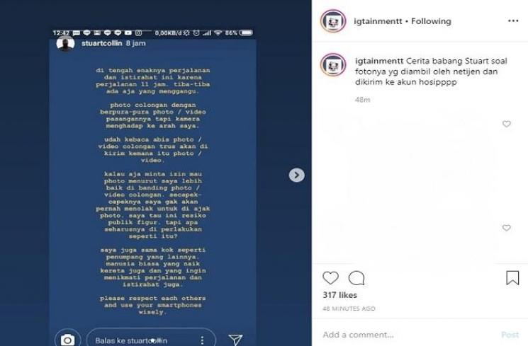 Curhatan Stuart Collin (Instagram @igtainmentt)