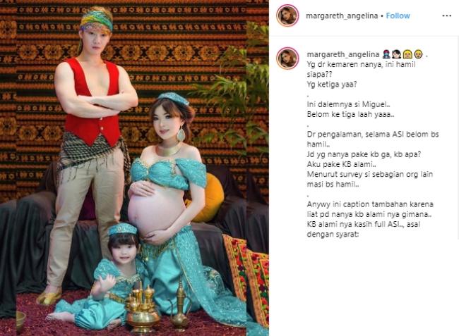 Angel Eks Cherrybelle bak Putri Jasmine hamil. (Instagram/@margareth_angelina)