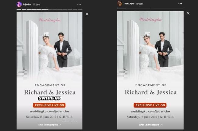 Acara tunangan Jessica Iskandar dan Richard Kyle. (Instagram)