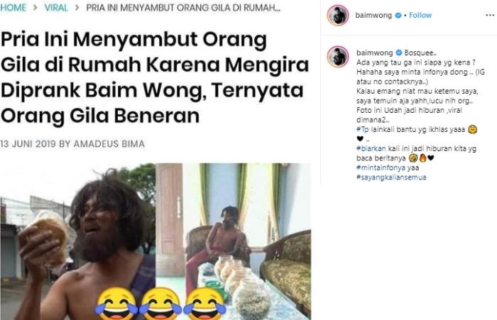 Baim Wong. (Instagram/@baimwong)