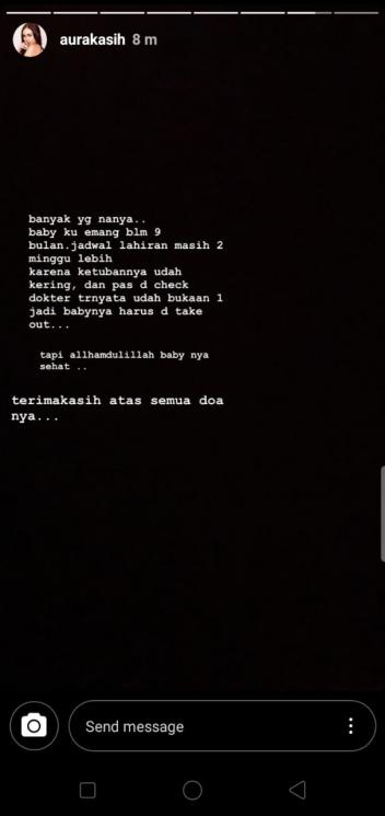 Aura Kasih mengumumkan persalinan anak pertama (Instagram/@aurakasih)