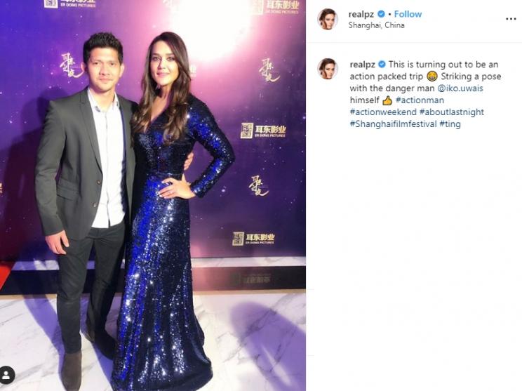 Iko Uwais dan Preity Zinta (Instagram/@realpz)