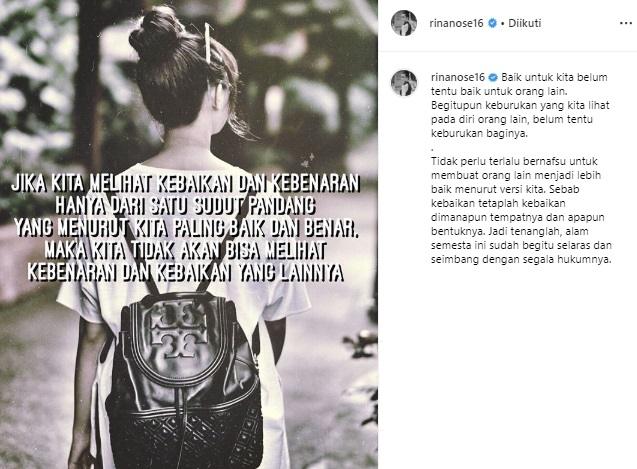 Rina Nose tanggapi komentar pedas netizen. (Instagram/@rinanose16)