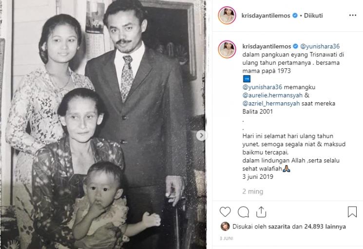 Foto lawas keluarga Yuni Shara dan KD (Instagram/@krisdayantilemos)