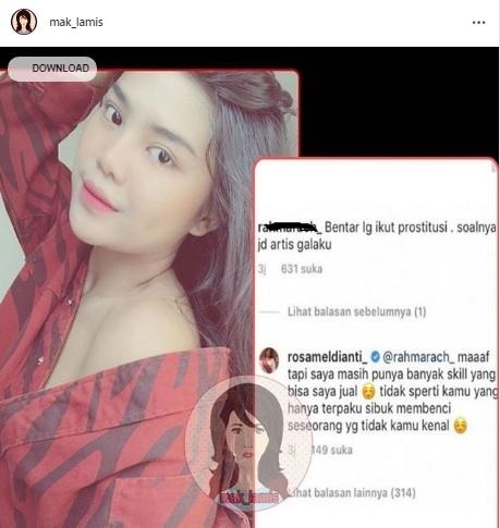 Rosa Meldianti diprediksi terlibat prostitusi. [Instagram]