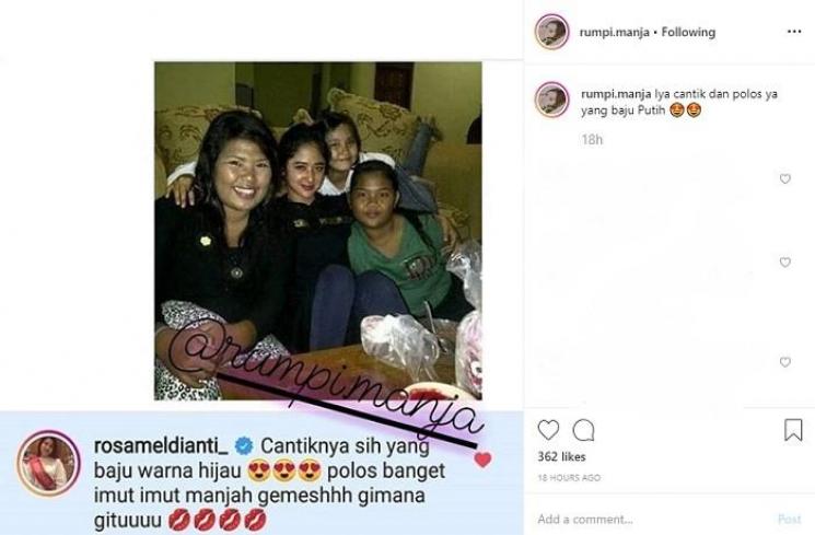 Rosa Meldianti mengomentari foto lawasnya (Instagram @rumpi.manja)