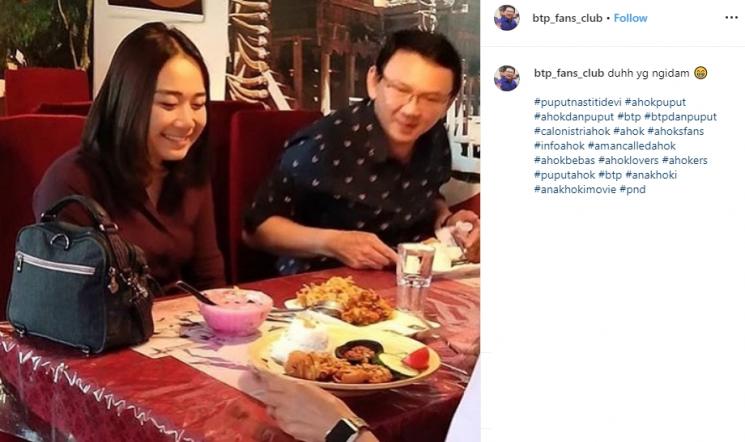 Puput Nastiti Devi dan Ahok (Instagram/@btp_fans_club)