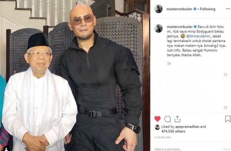 Deddy Corbuzier dan Ma'ruf Amin (Instagram @mastercorbuzier)