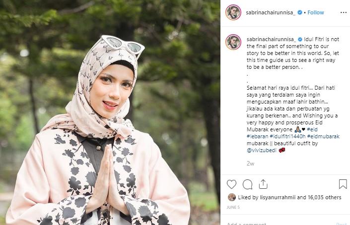 Sabrina Chairunnisa. (Instagram/@sabrinachairunnisa)