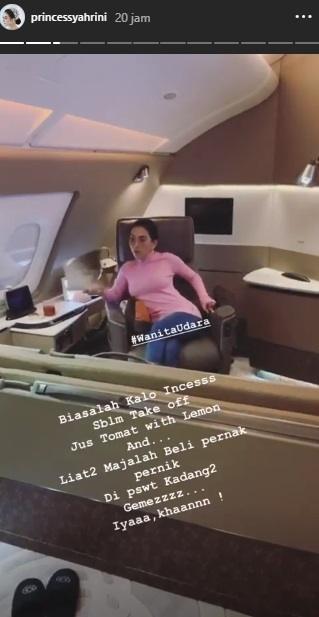 Syahrini pamer kabin mewah pesawat. (Instagram/@princessyahrini)