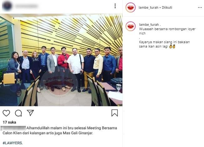 Galih Ginanjar bayar banyak pengacara. (Instagram/@lambe_turah)