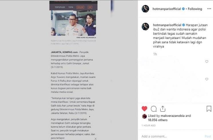 Unggahan Hotman Paris (Instagram @hotmanparisofficial)