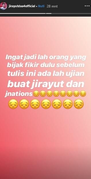 Komentar Jirayut saat Gilang Dirga diserang fans-nya. (Instagram/@jirayutdaa4official)