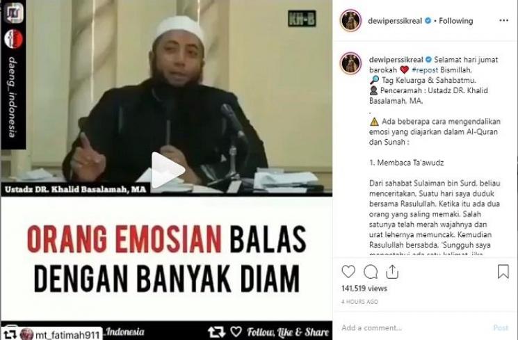 Unggahan Dewi Perssik (Instagram @dewiperssikreal)