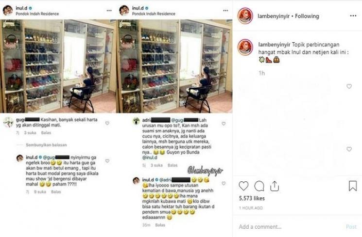 Koleksi sepatu Inul Daratista (Instagram @lambenyinyir)