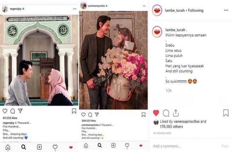 Roger Danuarta dan Cut Meyriska kompak pakai caption sama (Instagram @lambe_turah)