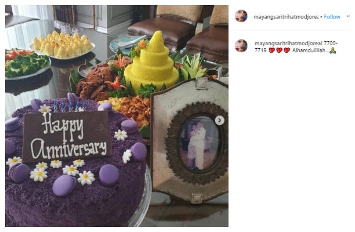 Mayangsari dan Bambang Trihatmodjo rayakan ulang tahun pernikahan. (Instagram/@mayangsaritrihatmodjoreal)