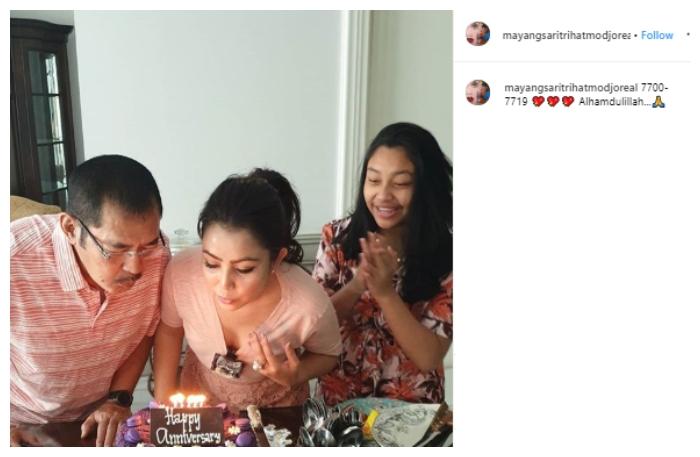 Mayangsari dan Bambang Trihatmodjo rayakan ulang tahun pernikahan. (Instagram/@mayangsaritrihatmodjoreal)