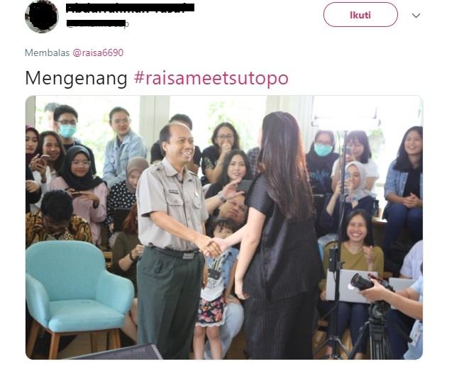 Kenangan Sutopo bertemu Raisa. (Twitter)