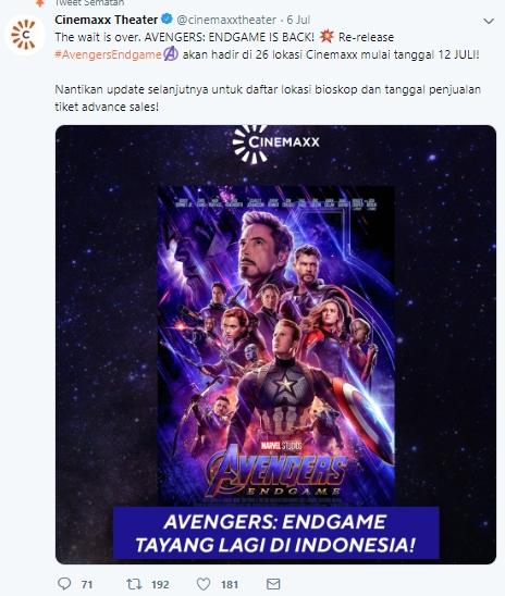 Poster Avengers Endgame (Twitter/@cinemaxxtheater)