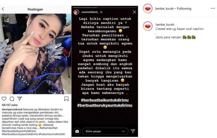 Unggahan Dewi Perssik dan Meldi (Instagarm/@lambe_turah)