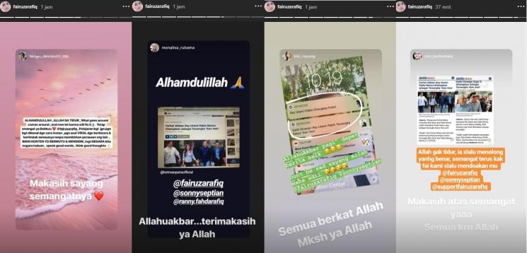 Respons Fairuz A Rafiq terhadap dukungan teman-temannya. (Instagram/@fairuzarafiq)