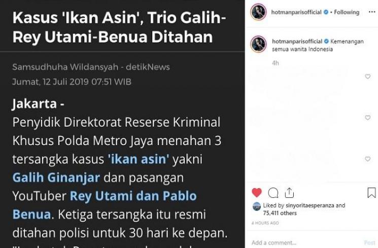Unggahan Hotman Paris (Instagram @hotmanparisofficial)