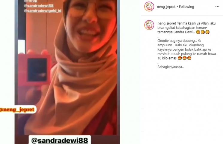 Sandra Dewi (Instagram/@neng_jepret)