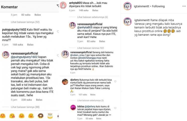 Kolom Komentar Vanessa Angel (Instagram/@igtainmentt)