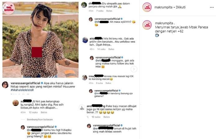 Vanessa Angel balas komentar nyinyir netizen. (Instagram/@makrumpita)