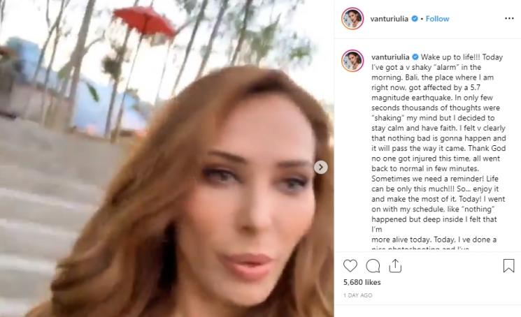 Iulia Vantur alami gempa di Bali (Instagram/@vanturiulia)