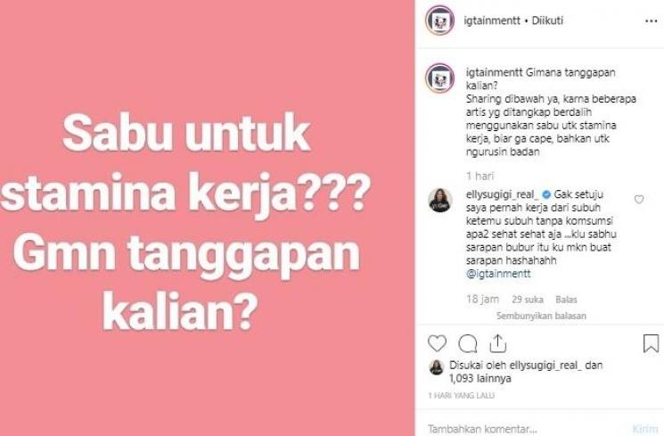 Komentar Elly Sugigi. (Instagram/@igtainment)