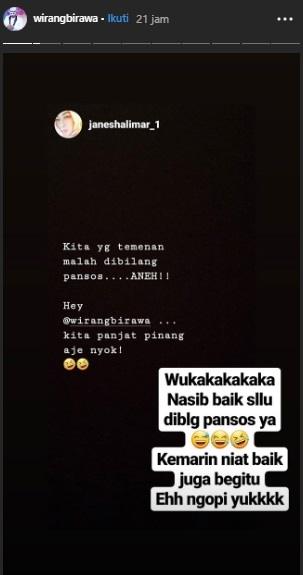 Komentar Wirang Birawa dan Jane Shalimar. (Instagram)