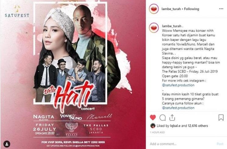Nagita Slavina akan konser (Instagram @lambe_turah)