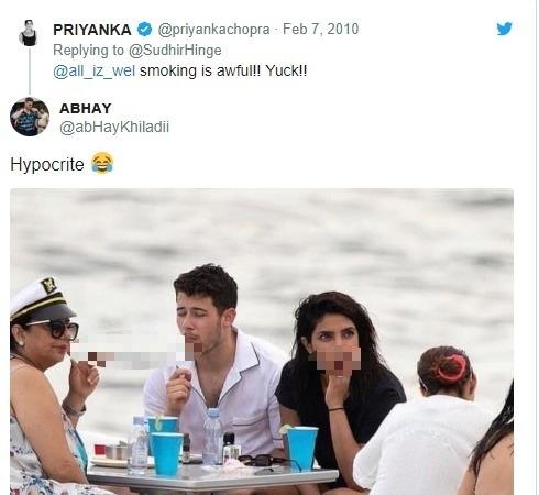 Priyanka Chopra merokok di kapal pesiar (Twitter/@abHayKhiladii)