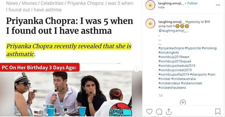 Priyanka Chopra merokok di kapal pesiar (Instagram/@laughing.emoji_)